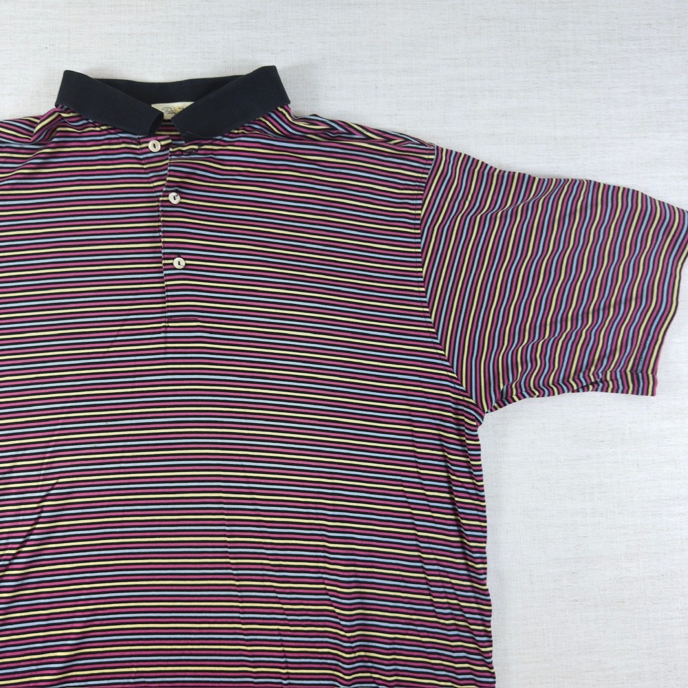 Peter Millar Mens XL Polo Shirt Double Mercerized Cotton Striped Short Sleeve - Picture 2 of 12